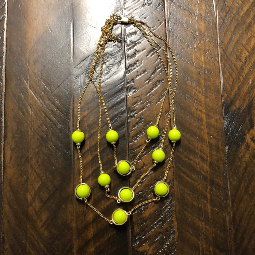 Kenneth Cole 3 Strand Green and Gold Necklace